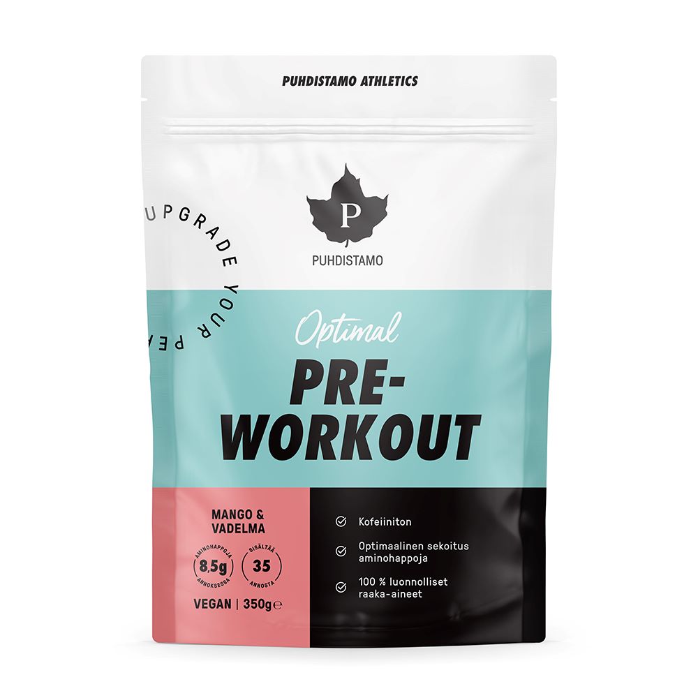 Puhdistamo Athletics Optimal Pre-Workout Decaffeinated, Mango-raspberry 350 g
