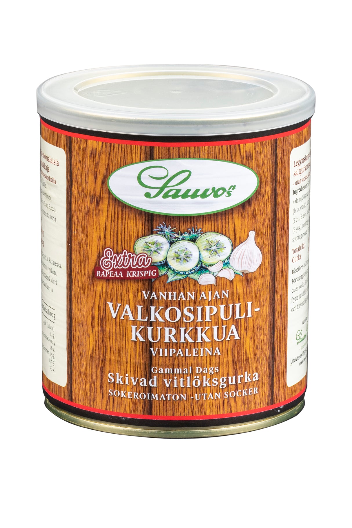 Sauvon 850/460 g Vanhan Ajan Valkosipuli Viipalekurkkua mausteliemessä