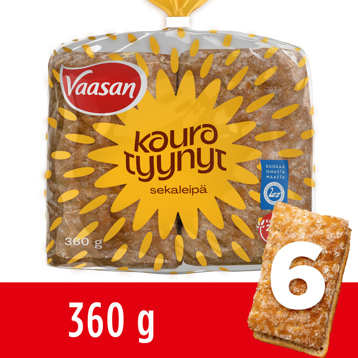 Vaasan Havrekuddar 360 g 6 st delat havrebröd