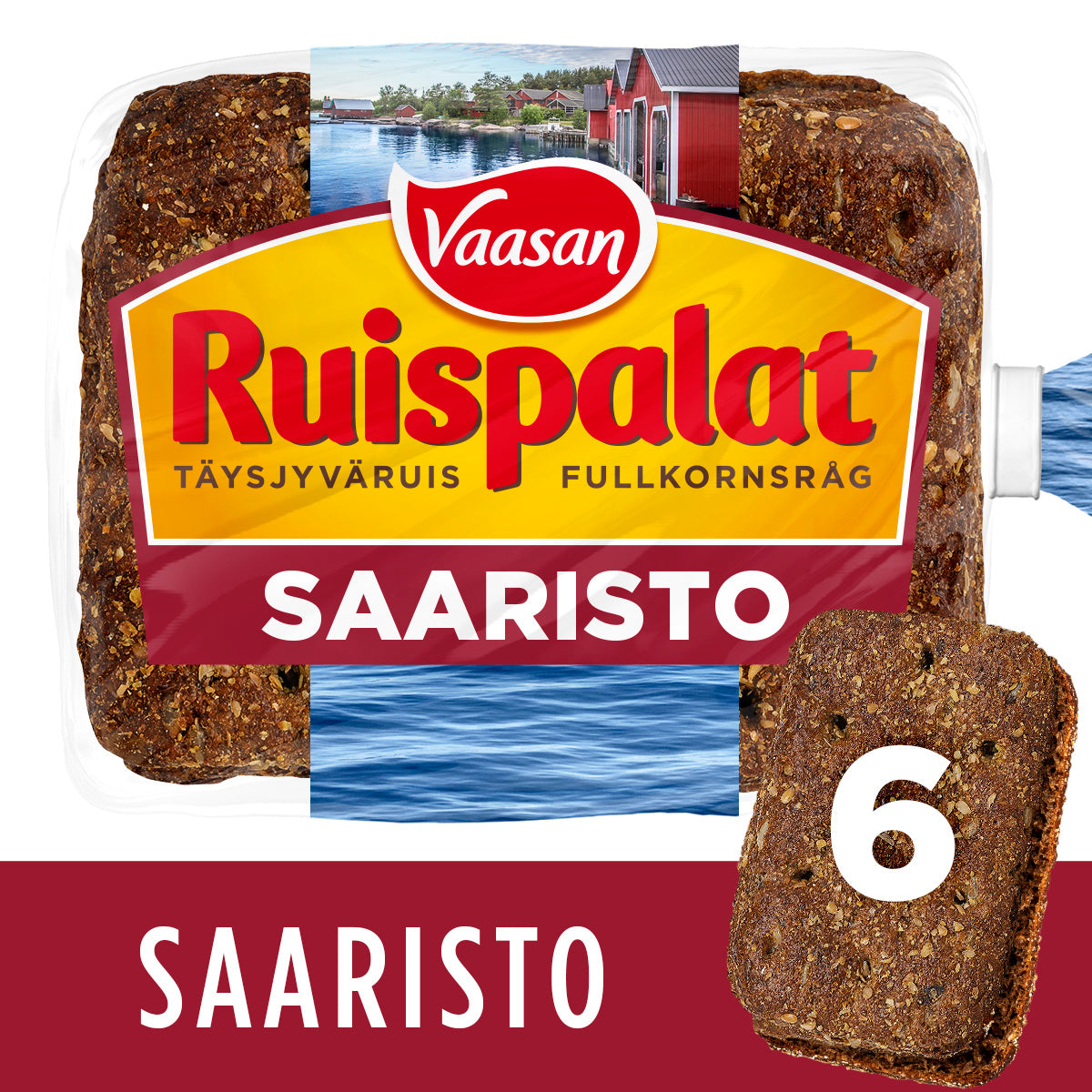 Vaasan Ruispalat Saaristo 360 g 6 kpl täysjyväruisleipä