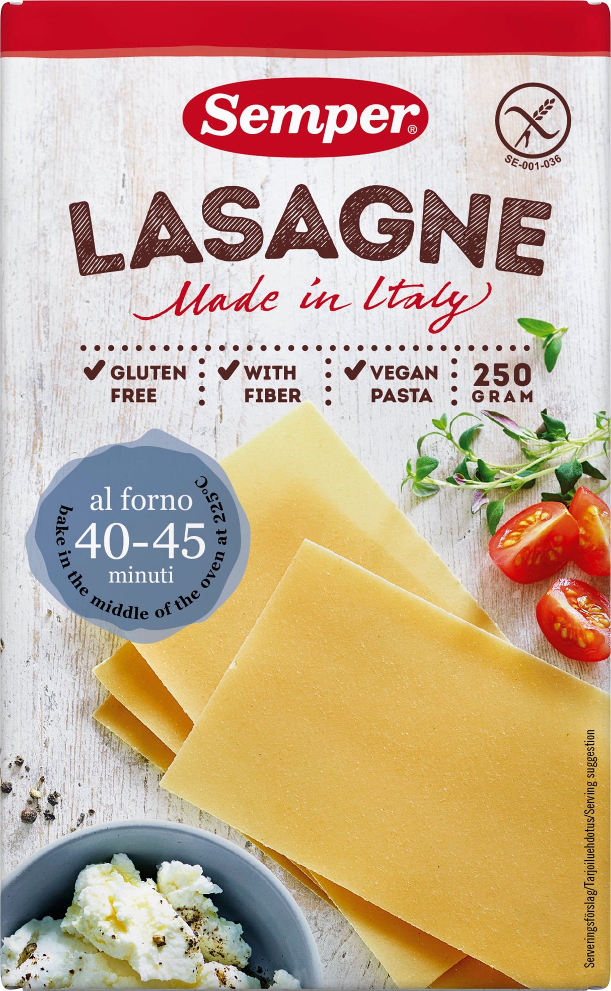 Semper Lasagne gluten-free pasta 250g