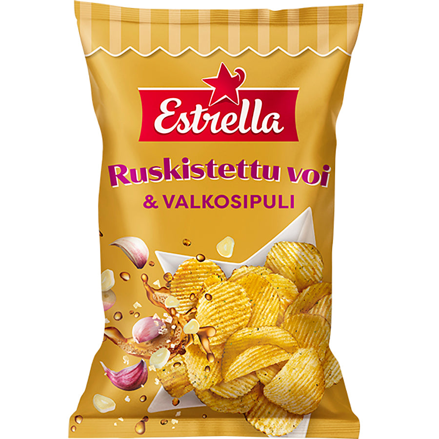 Estrella Ruskistettu voi & valkosipuli sipsi 275g
