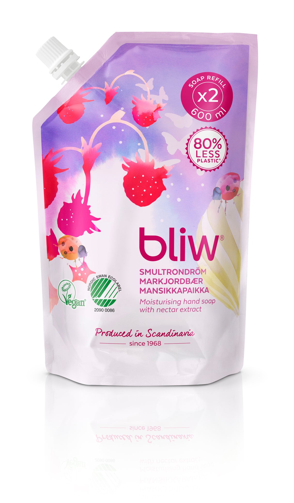 Bliw Strawberry place filling bag liquid soap 600ml