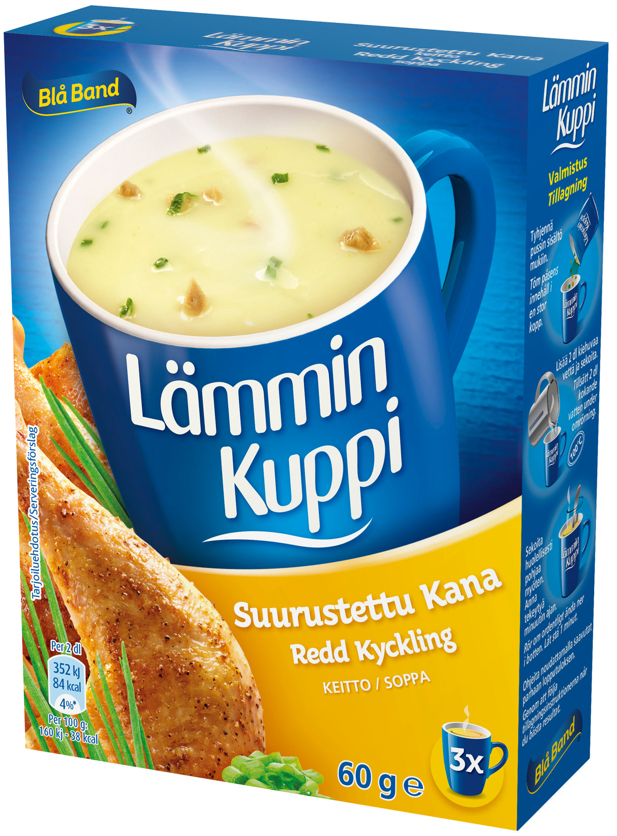 Blå Band Lämmin Kuppi laktoositon Suurustettu Kanakeitto 3x20g