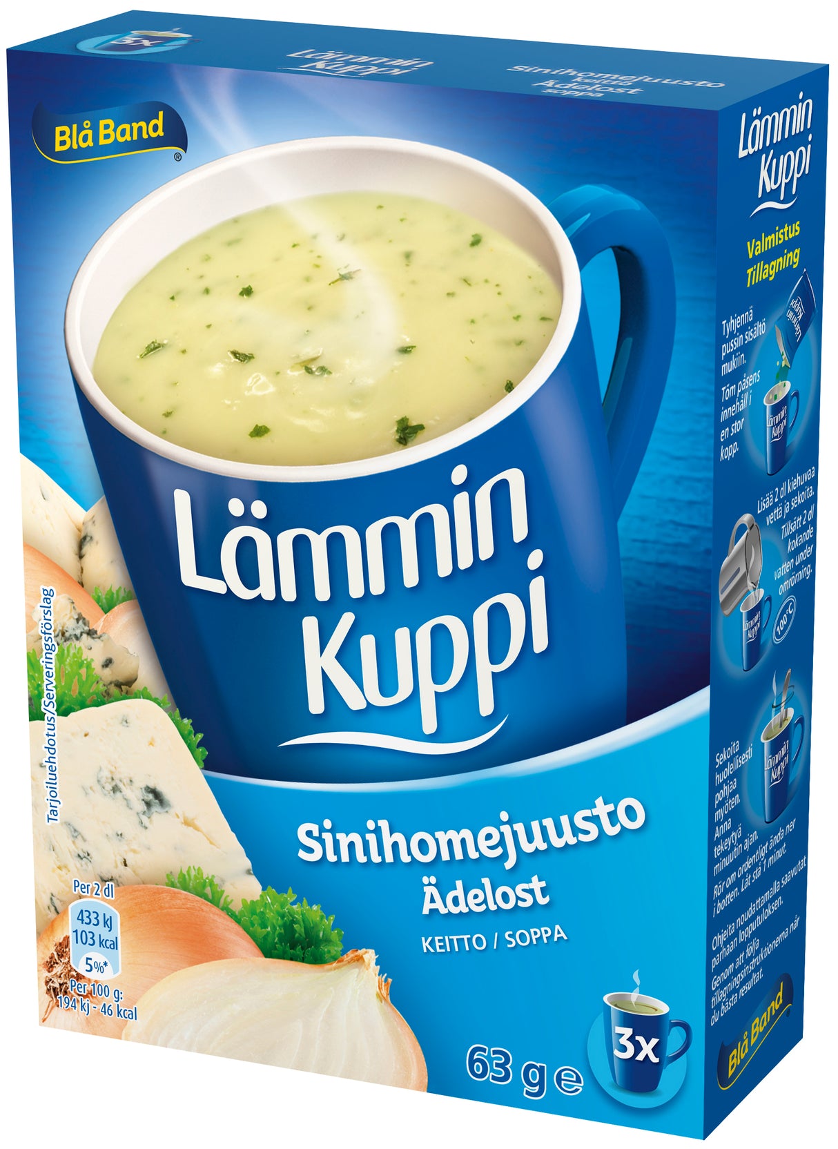 Blå Band Lämmin Kuppi vähälaktoosinen Sinihomejuustokeitto 3x21g