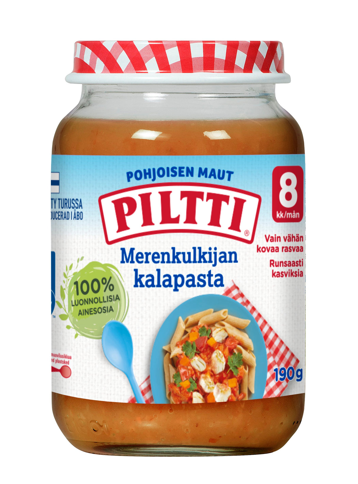 Piltti Pohjoisen maut 190g Alaska pollock vegetables, wholegrain pasta and parsley babyfood 8mth 12pcs BULK