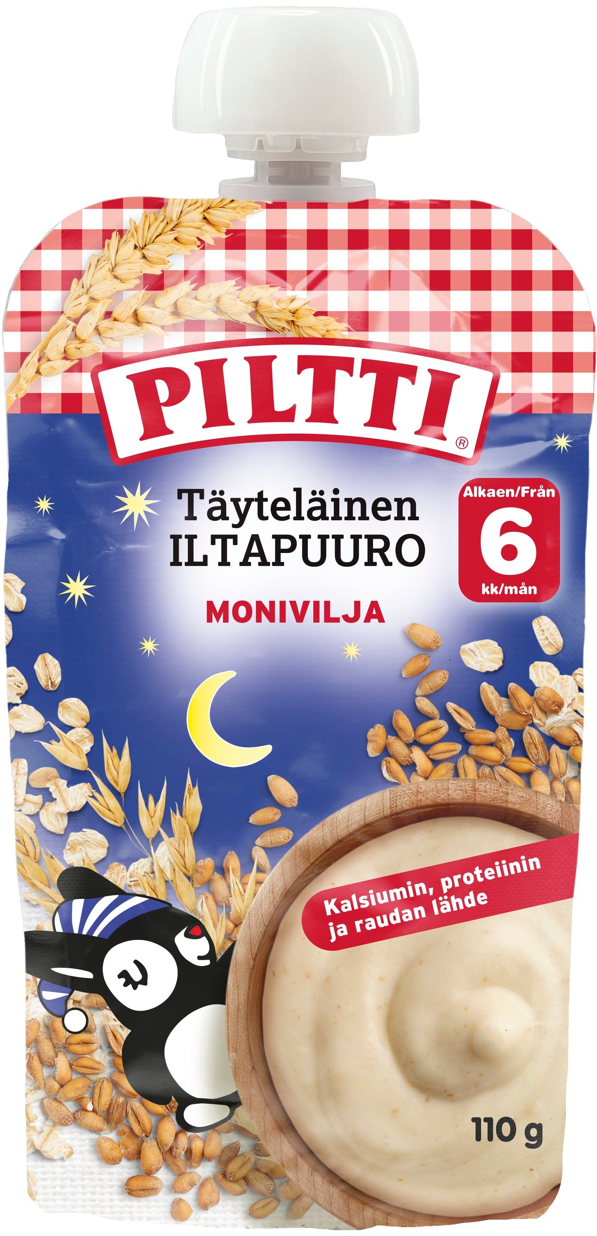 Piltti 110g Full evening porridge Multigrain 6mth 8 PCS MULTIPACK