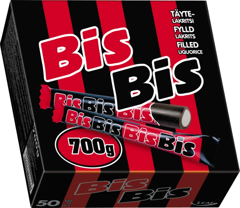 50 x Malaco BisBis liquorice bar 14g