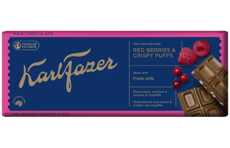 Karl Fazer Rote Beeren & Crispy Puff Schokoladentafel 230g