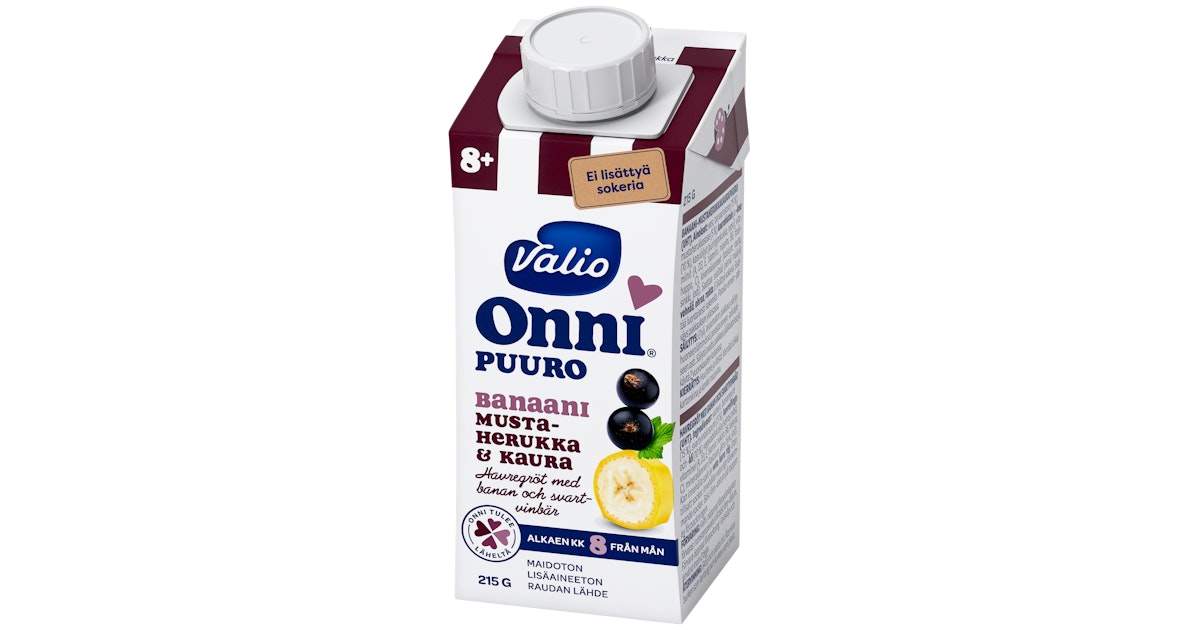 Valio Onni® Banana-blackcurrant oatmeal 215 g UHT (from 8 months) 15pcs 