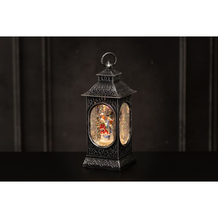 Finnlumor LED Decorative Light Snowfall Lantern Santa Claus and Snowman 28 cm