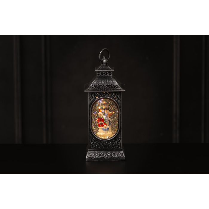 Finnlumor LED Decorative Light Snowfall Lantern Santa Claus and Snowman 28 cm