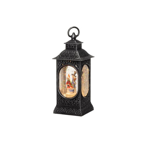 Finnlumor LED Decorative Light Snowfall Lantern Santa Claus and Snowman 28 cm