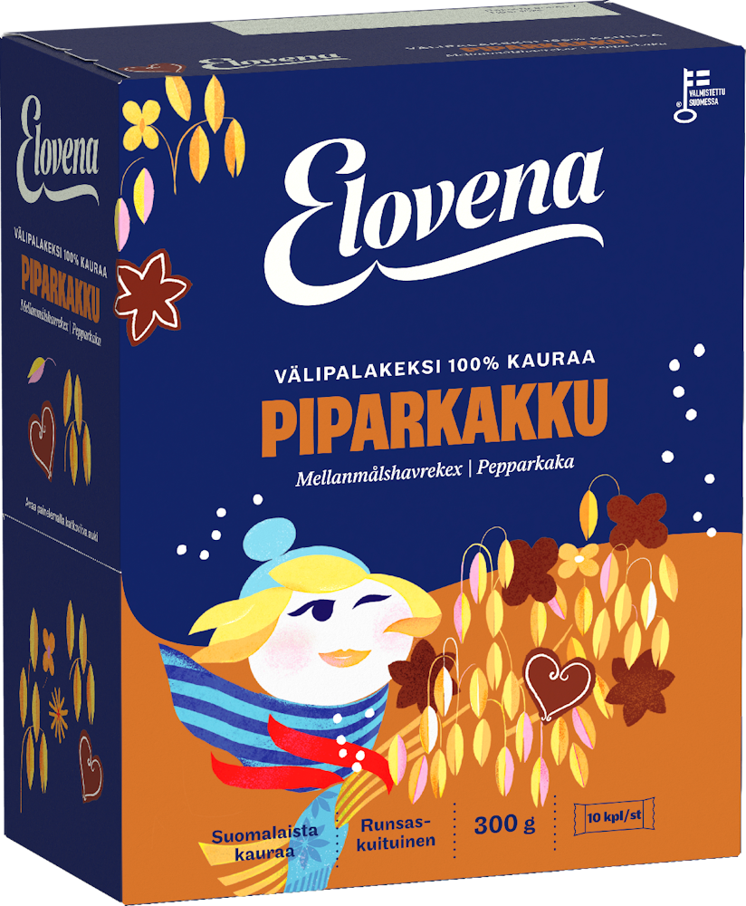 Elovena whole grain snack biscuits 10x30g gingerbread 100% oats