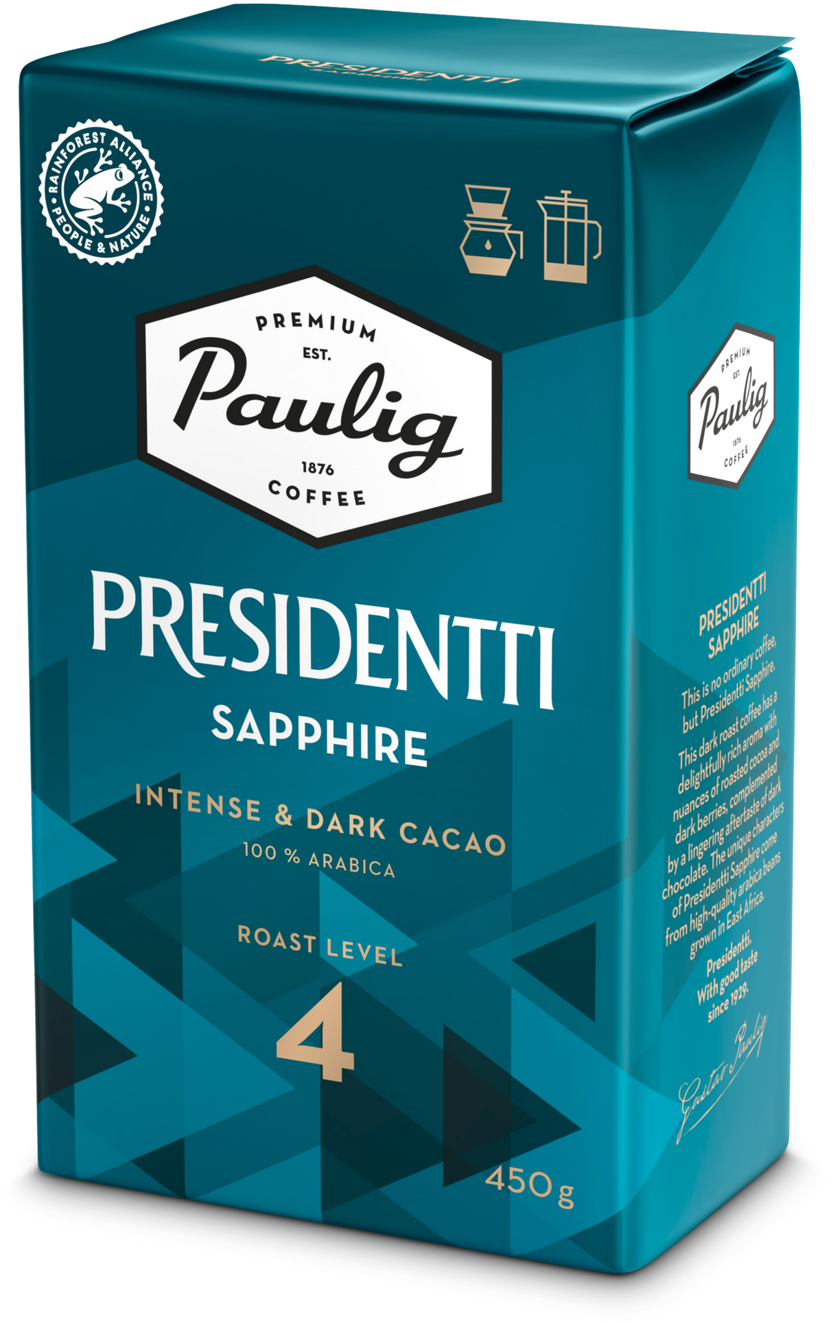 Presidentti Sapphire kaffe filtermalning 450g RFA