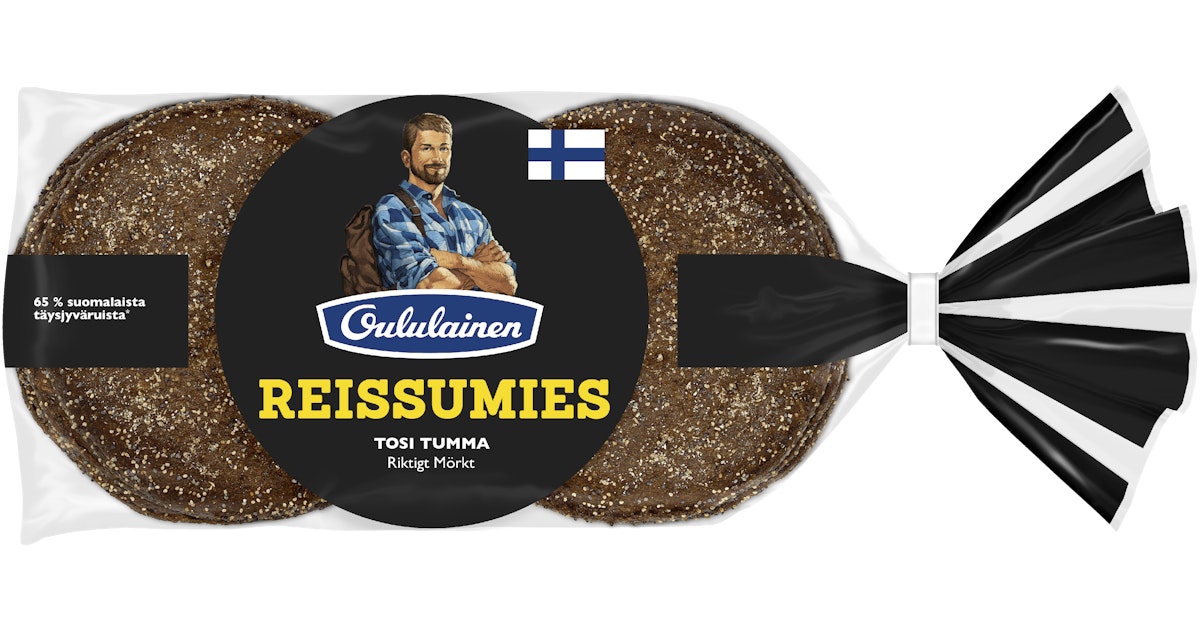 Oululainen Reissumies Tosi Tumma 8kpl 560g, täysjyväruisleipä