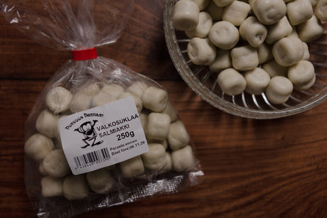 Porvoon parhaat Valkosuklaakuorrutteinen salmiakkilakritsi 250g