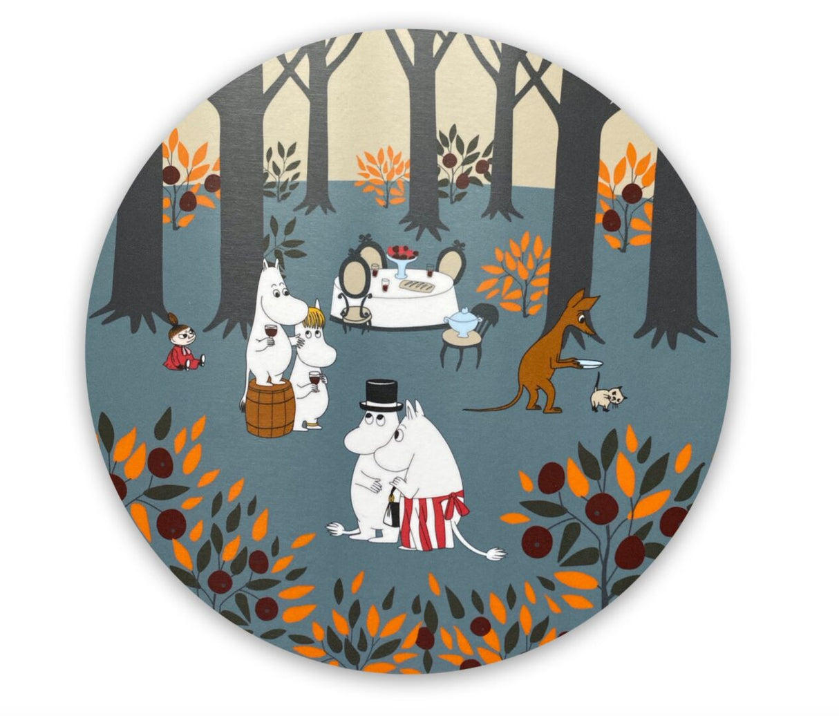 Moomin Coaster/Serving Tray "Autumn Leaves Grey"