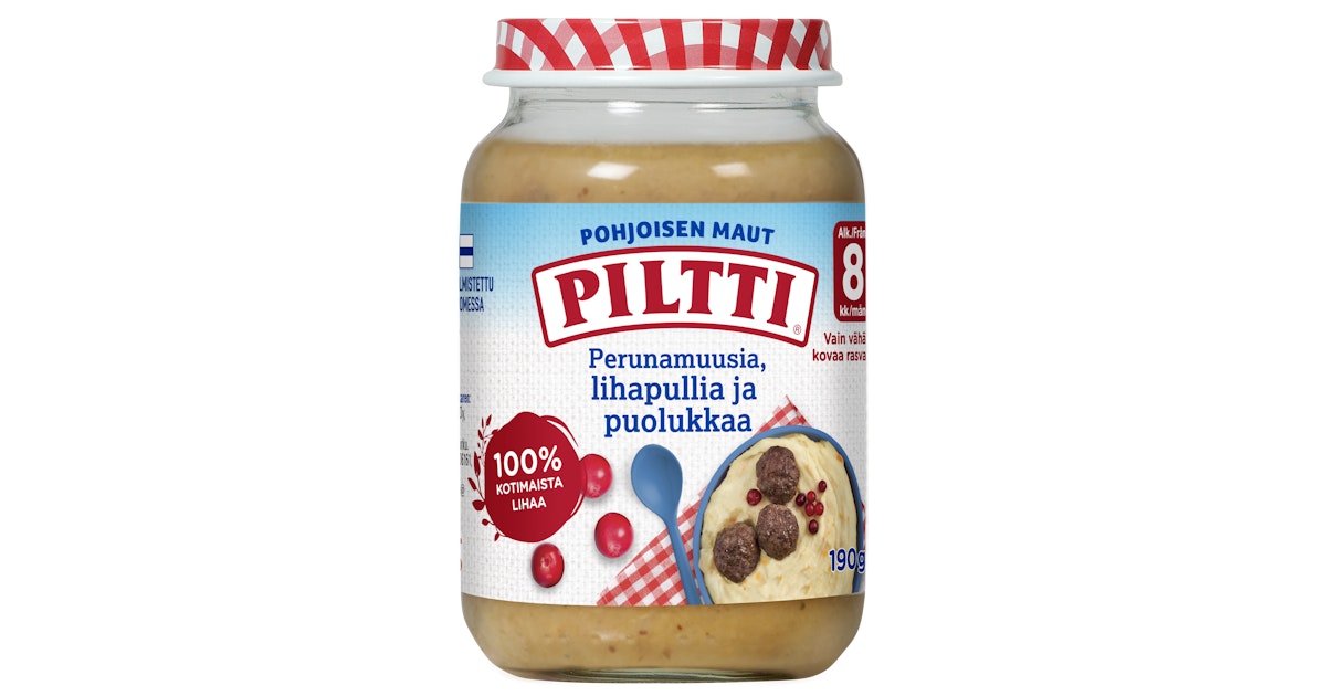 12 x Piltti Northern flavors 190g Mashed potatoes meatballs and lingonberries baby meal 8 months SAVING PACK