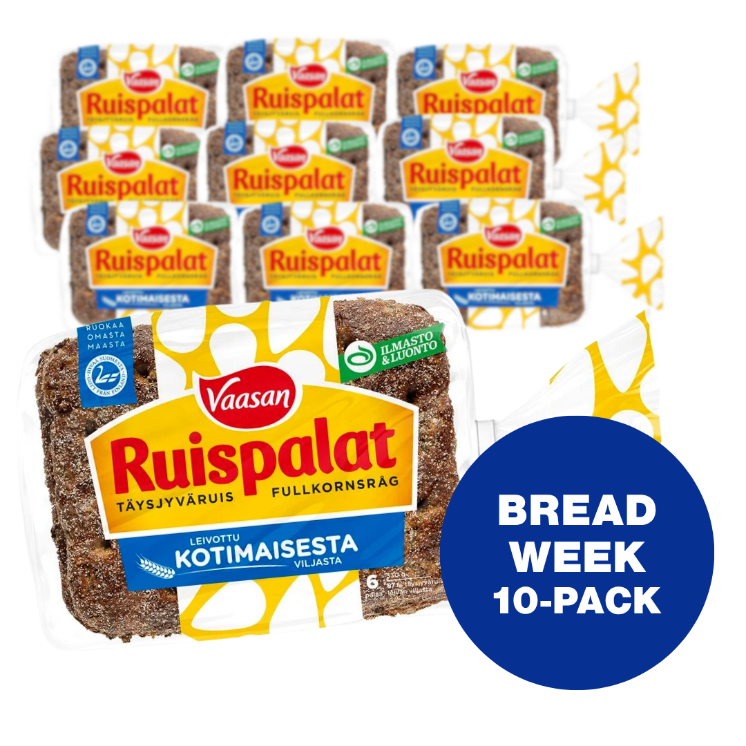10-PACK Vaasan Ruispalat 330 g 6 kpl revitty täysjyväruisleipä