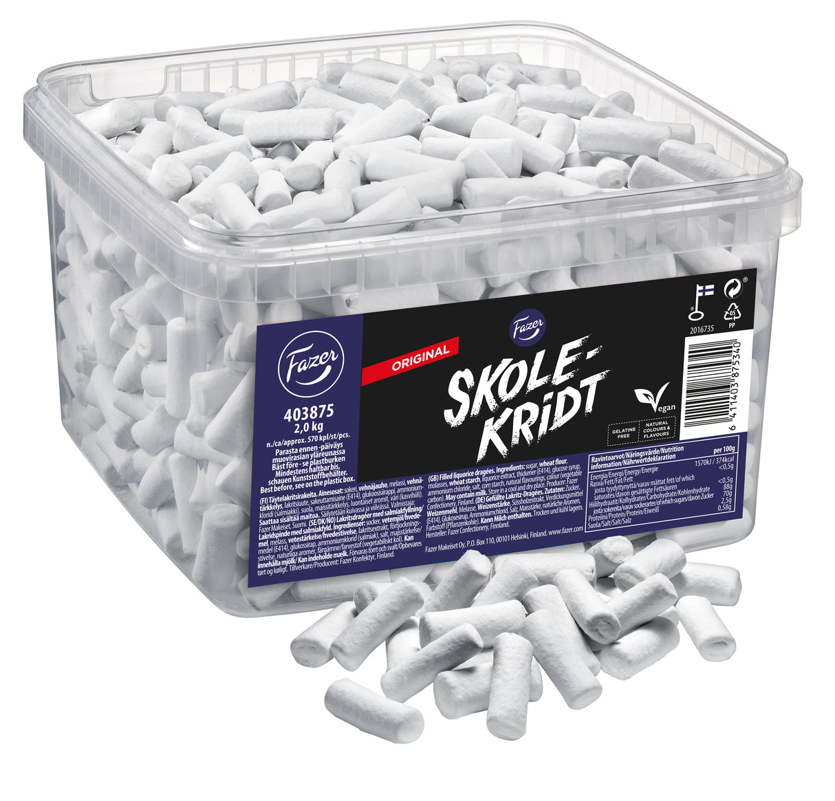 Fazer Skolekridt lakritsi irtokarkki 2kg