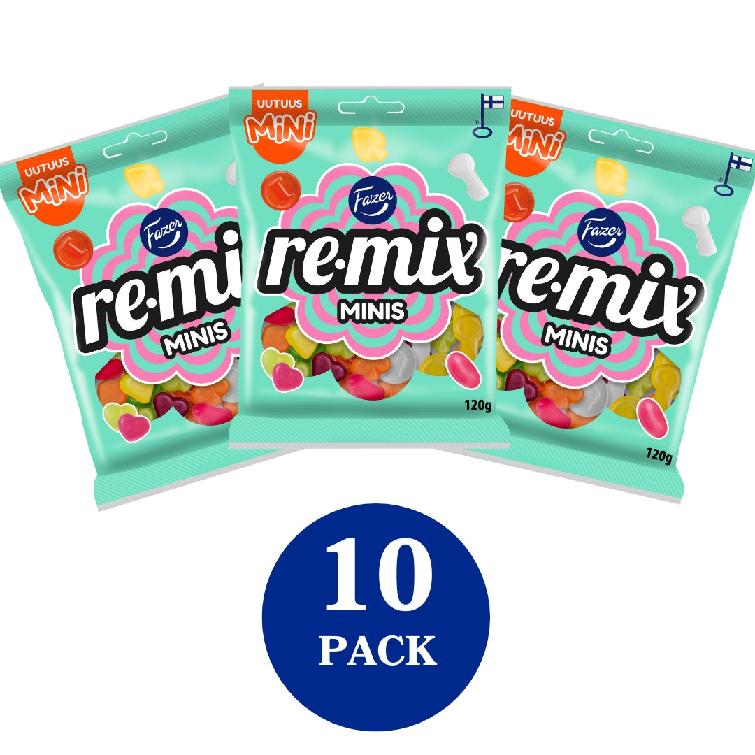10 x Fazer Remix Mini Minis karkkipussi 120g
