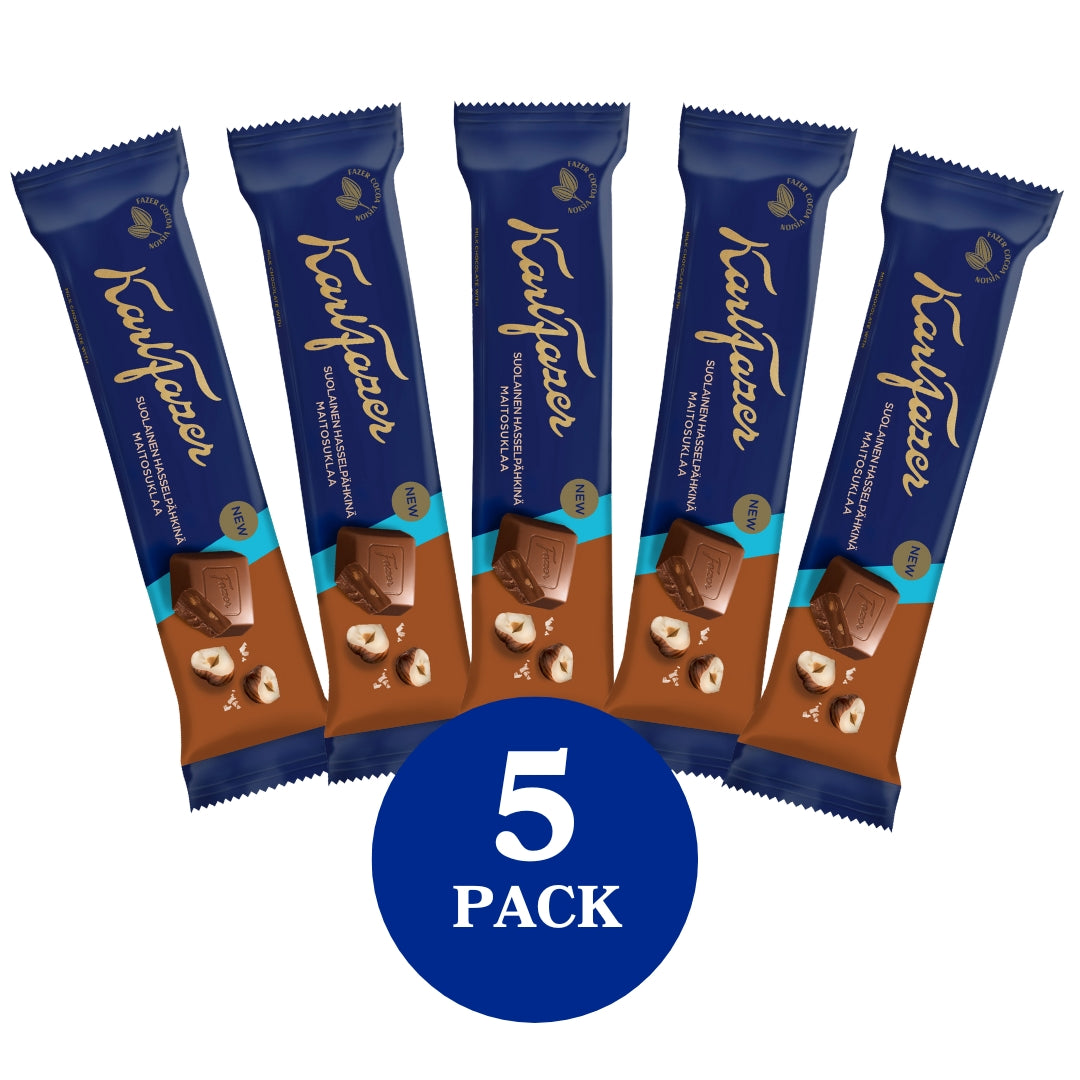 Karl Fazer Suolainen Hasselpähkinä suklaapatukka 37g 5-PACK