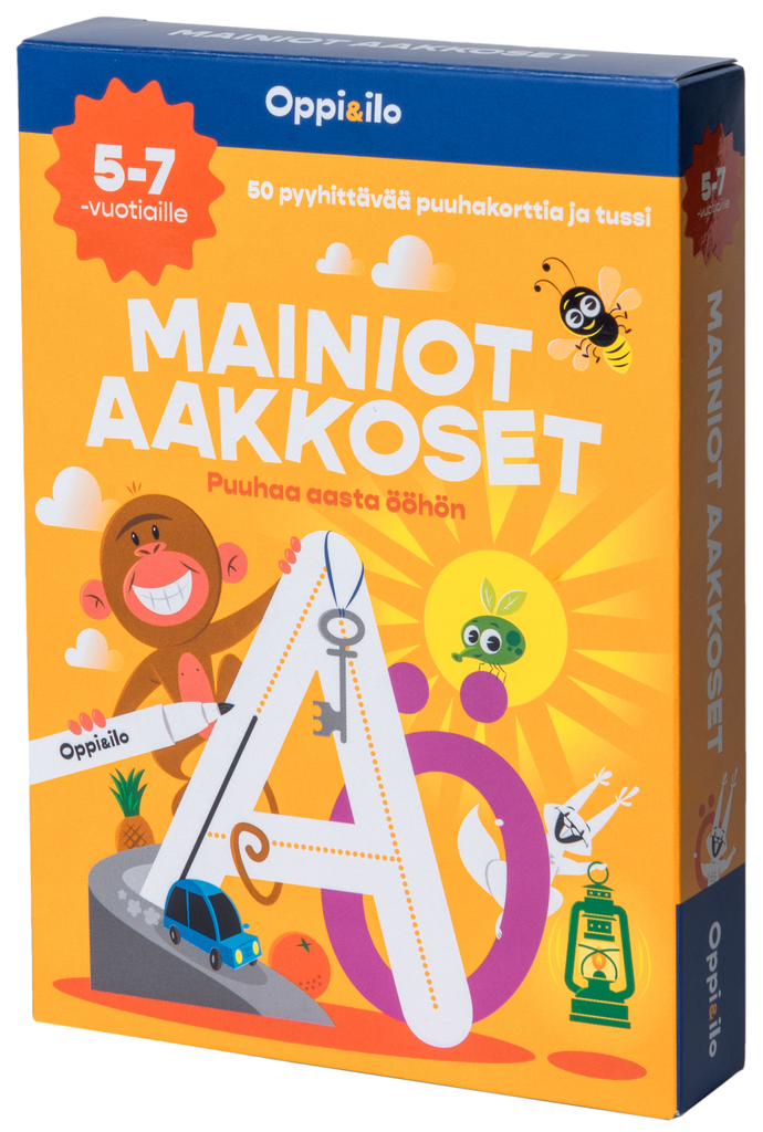 Oppi&ilo - Mainiot aakkoset -puuhakortit 5-7 v