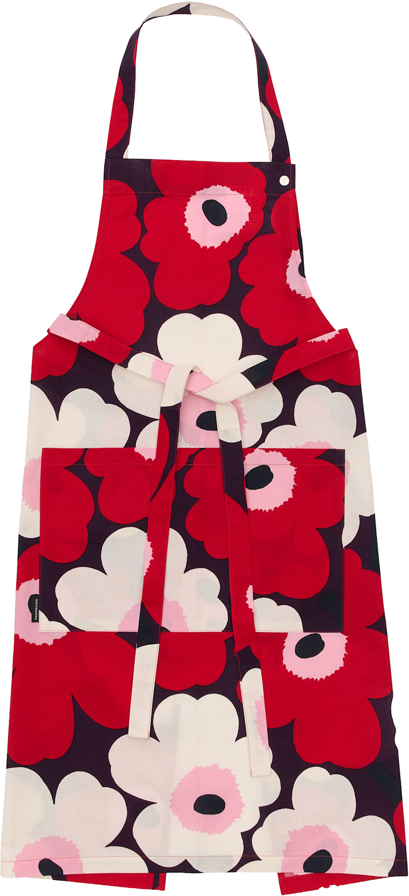 Marimekko Pieni Unikko apron, plum-cranberry-natural white-rose