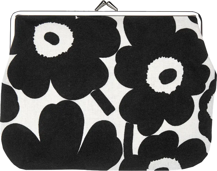 Marimekko Puolikas Kukkaro Mini Unikko, white–black, 14 × 20 cm