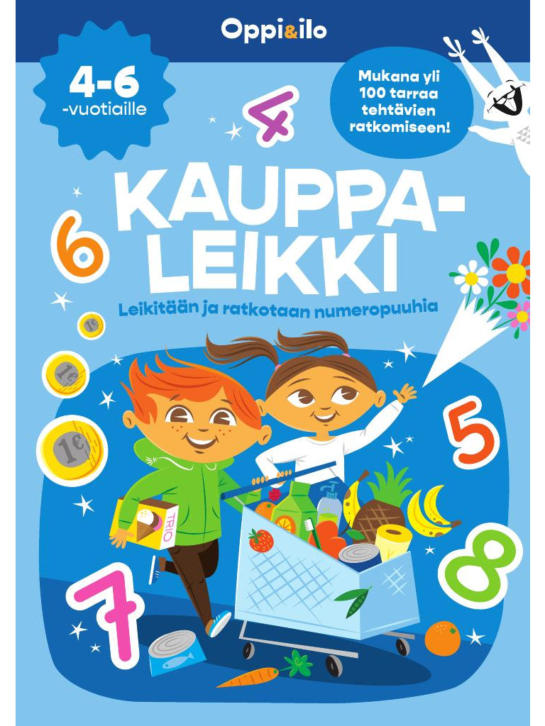 Oppi&ilo - Kauppaleikki – puuha- ja tarrakirja 4-6 v