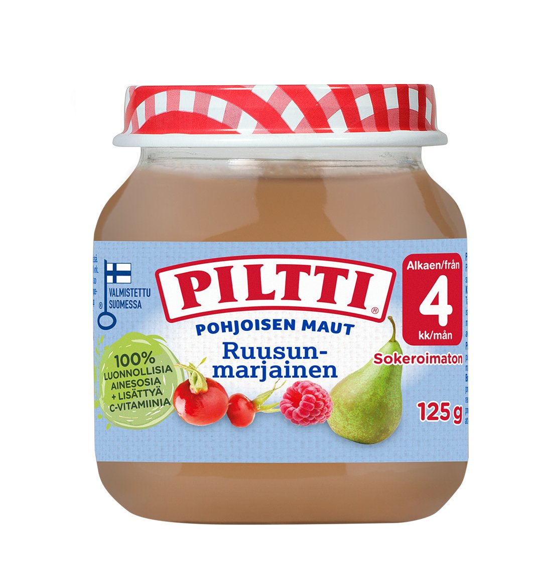 Piltti 125g Northern flavors Rosehip berry and fruit puree 4 months 12PCS SAVING PACKAGE