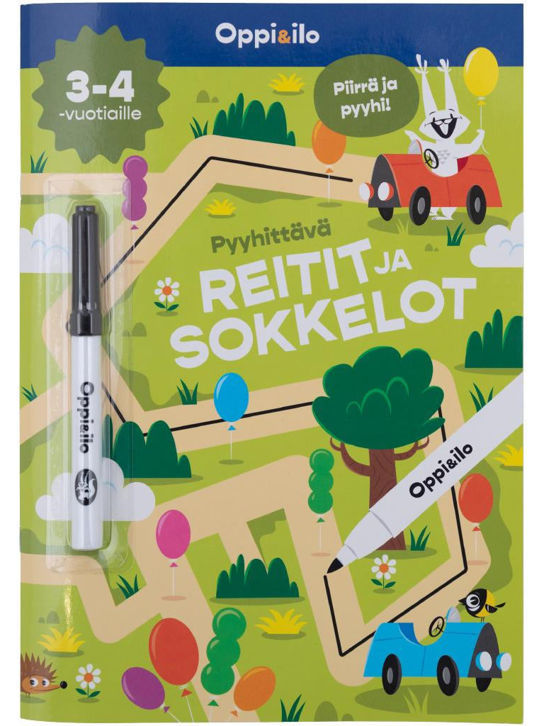 Oppi&ilo - Wischbuch REITEN UND LABYRINTHE - für 3-4 Jahre