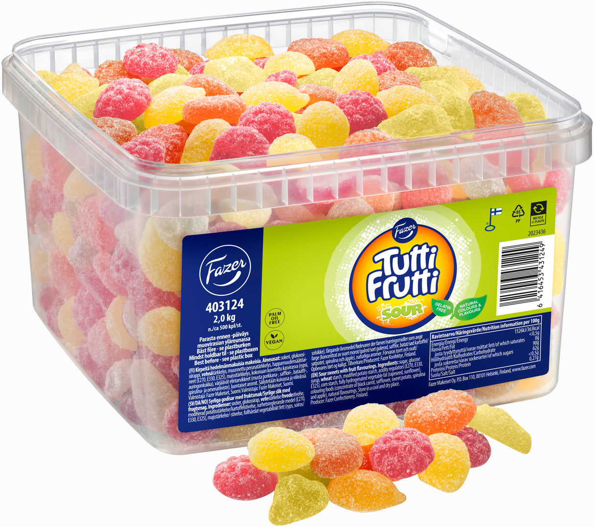Fazer Tutti Frutti Sour kirpeä hedelmä irtokarkki 2kg