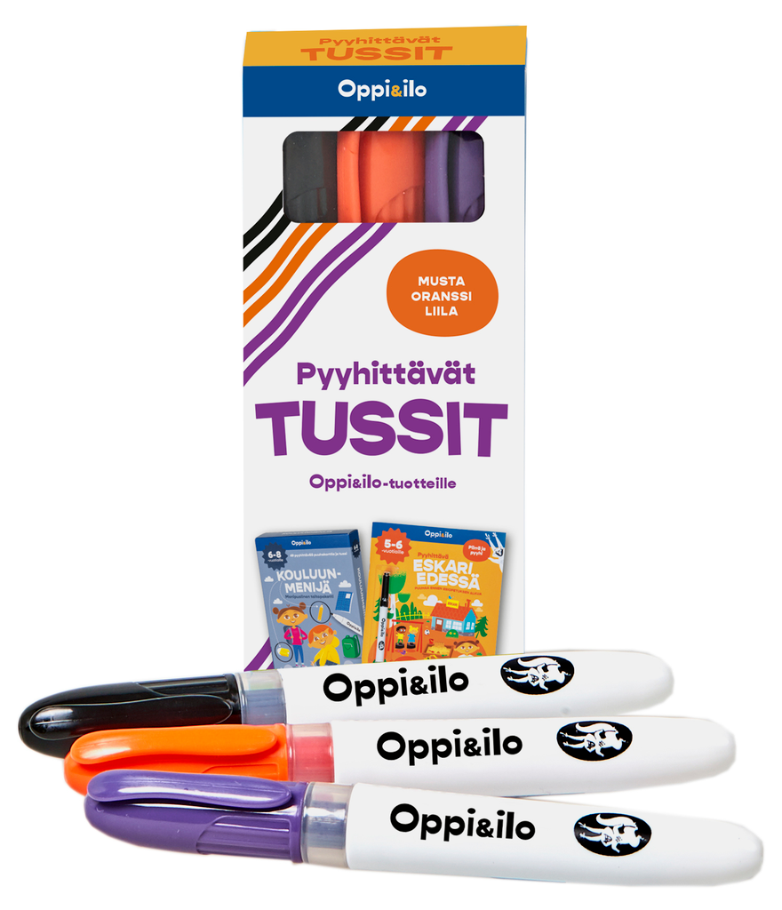 Oppi&ilo - Wipable markers - black, orange, purple