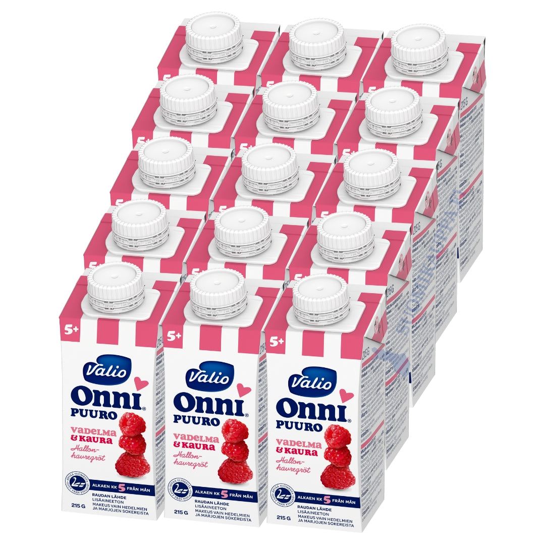 15 x Valio Onni® vadelma-kaurapuuro 215 g UHT (alkaen 5 kk)