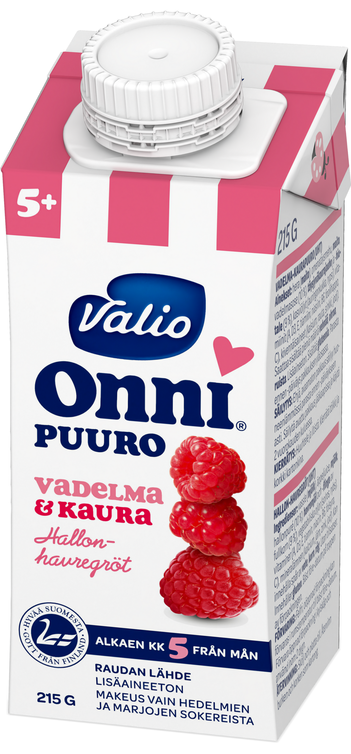 15 x Valio Onni® vadelma-kaurapuuro 215 g UHT (alkaen 5 kk)