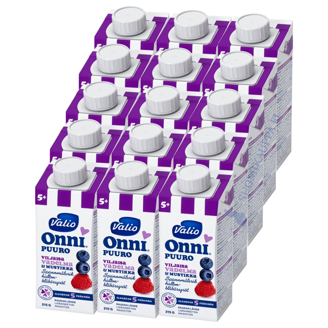 15 x Valio Onni® vadelma-mustikkapuuro 215 g UHT (alk 5 kk)