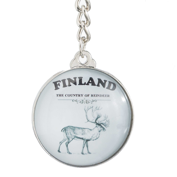 Round glass Suomi key chain