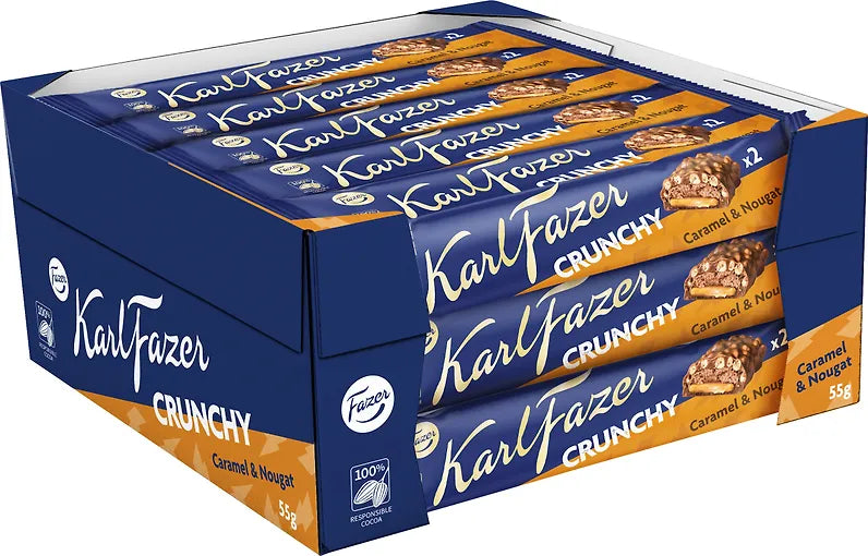 20 x Karl Fazer Crunchy suklaapatukka 55g LAATIKKO