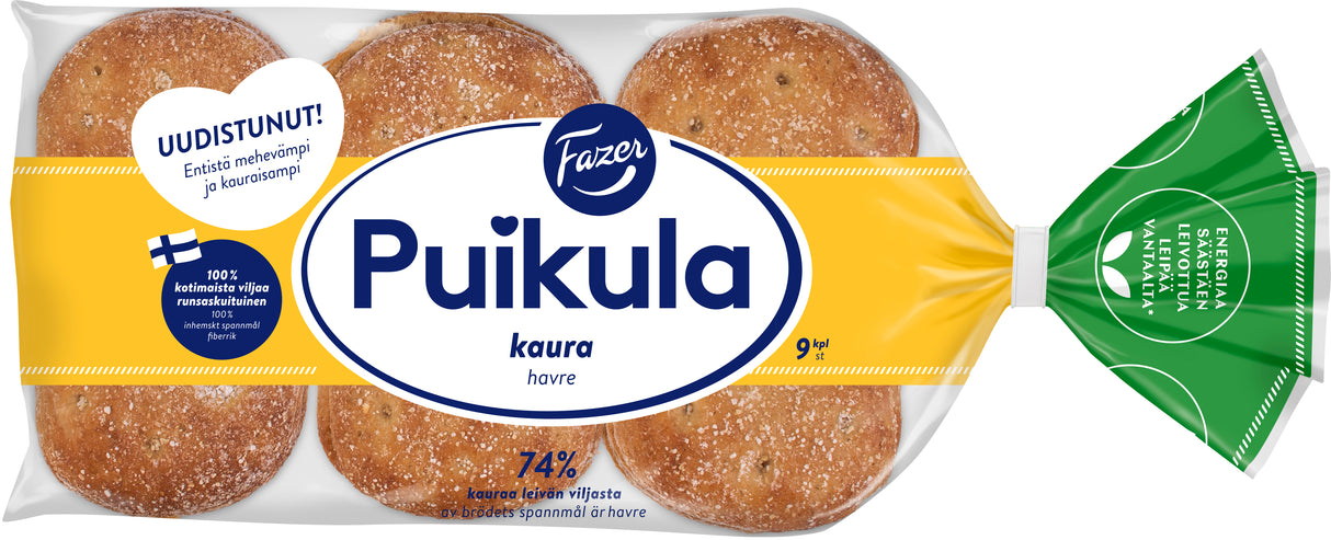 Fazer Puikula Kaura 9kpl 550g, kauraleipä