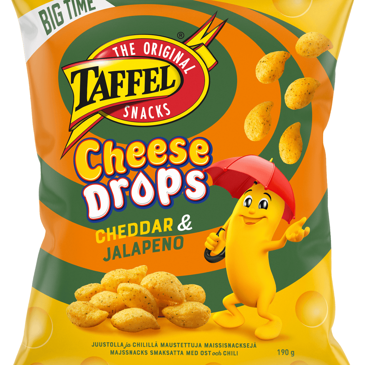 Taffel Cheese Drops cheddar & jalapeno flavoured cheese snacks 190g ...