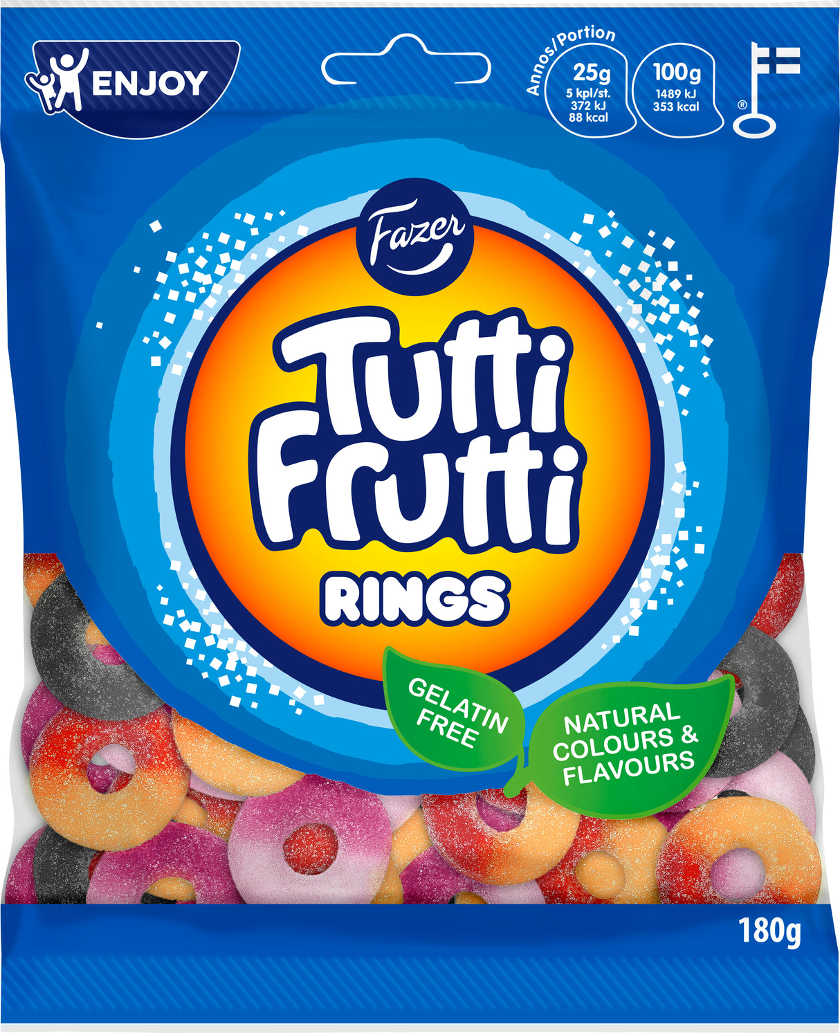 Fazer Tutti Frutti Rings karkkipussi 180g