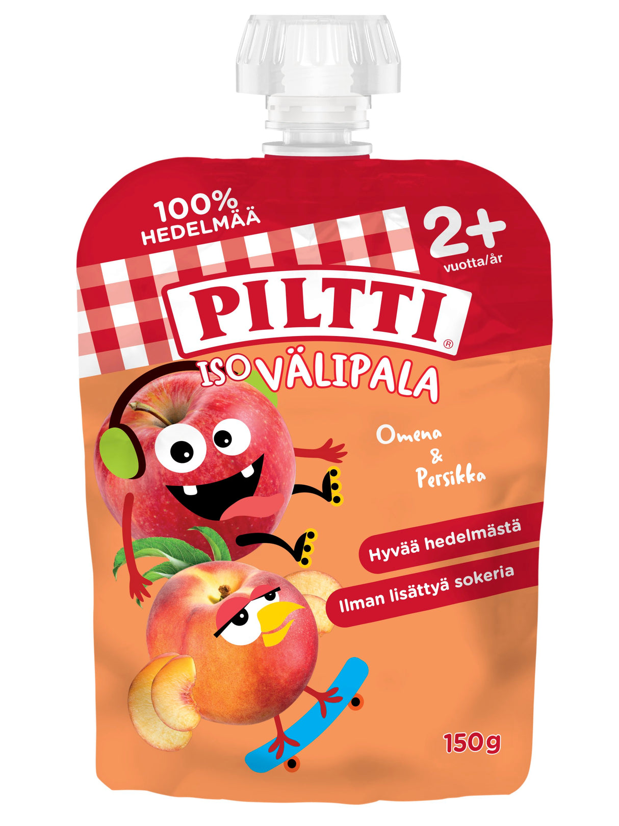 Piltti Stor Mellanmål 150g Äpple-Persika 2+ år portionspåse 6ST MULTIPACK