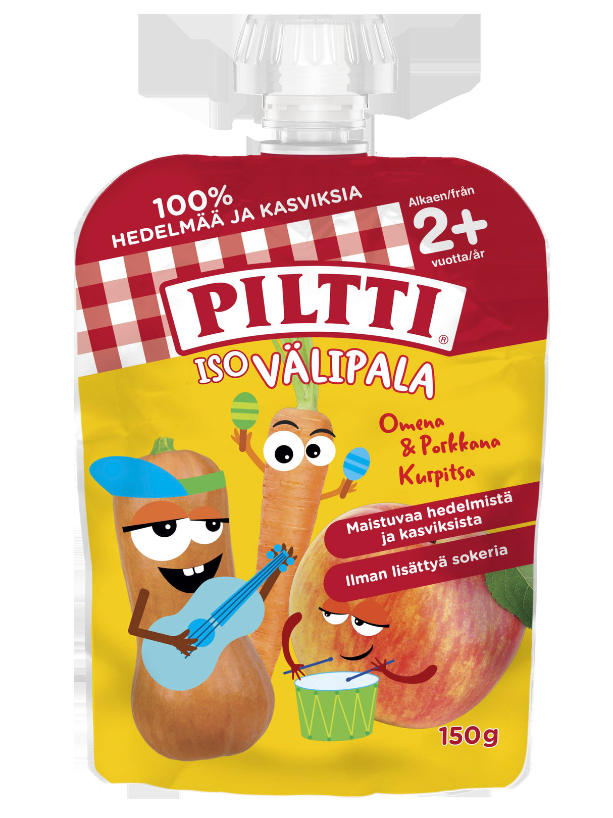 Piltti 150g Iso välipala Omena-porkkana-kurpitsa 2+v annospussi 6KPL MONIPAKAUS