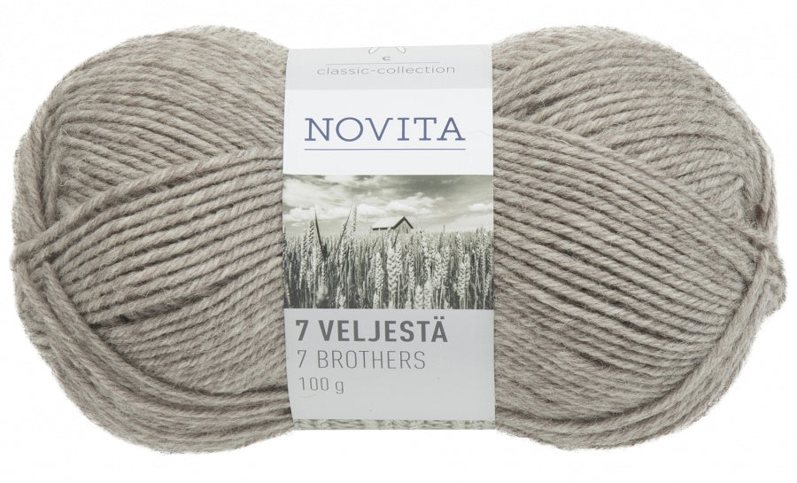 Novita 7 Veljesta wool blend yarn 100g sand