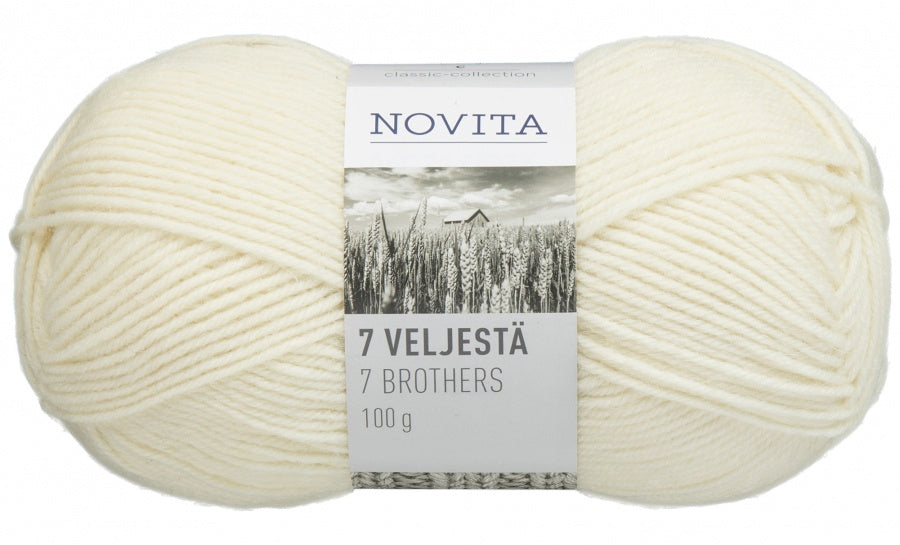 Novita 7 Veljestä Wollmischgarn 100g naturweiß