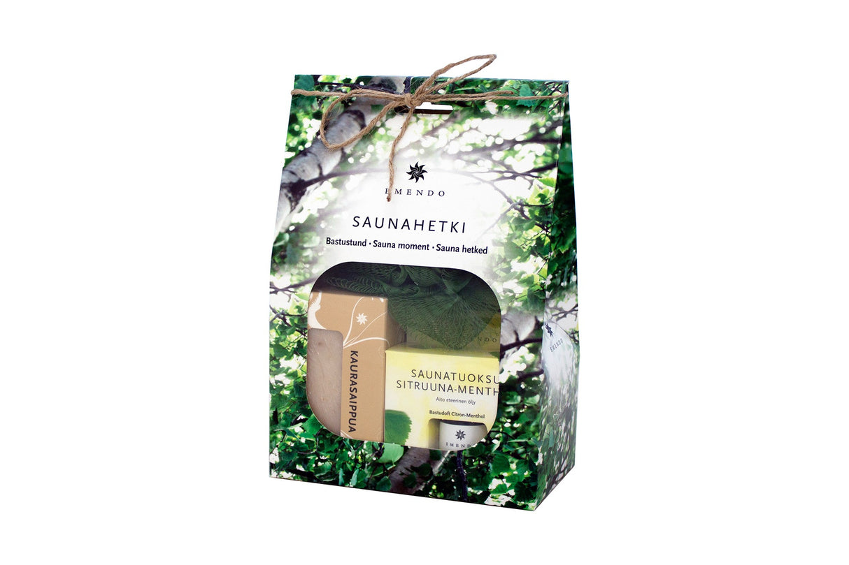 Emendo Saunahetki gift box (soap, sauna scent, washing flower)