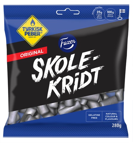 Fazer Skolekridt Tyrkisk Peber filled liquorice bag 280g