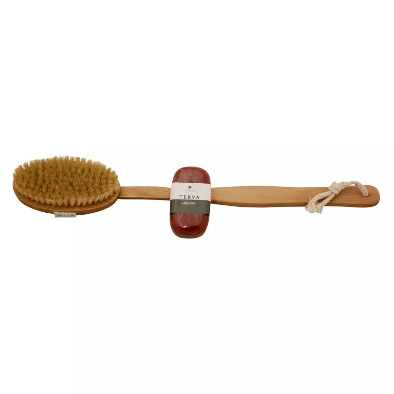 Emendo Wooden bath brush + Tar soap 100 g